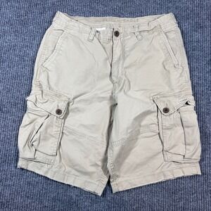 Vintage American Eagle Outfitters Shorts Men's 34 Cargo Khaki Tan Flat Front